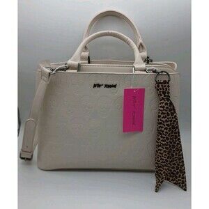 Betsey Johnson Bag Embossed Skulls Chalk Leopard Accent Xlarge